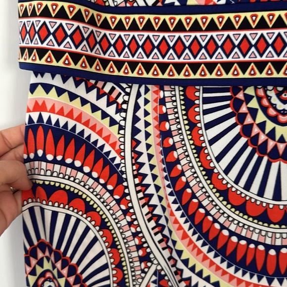 Chico's Orange and Blue Midi Dress size 1 - Picture 3 of 4